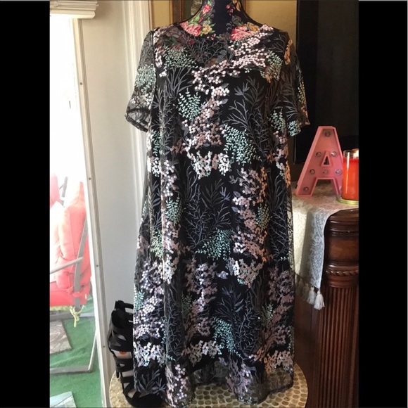 🆕 NWT Lane Bryant Embroidered Florals Black Mesh Cocktail Dress - Picture 7 of 13
